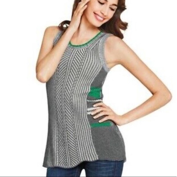 CAbi Sweaters - Cabi sleeveless knit trident sweater vest gray and green size small style # 885